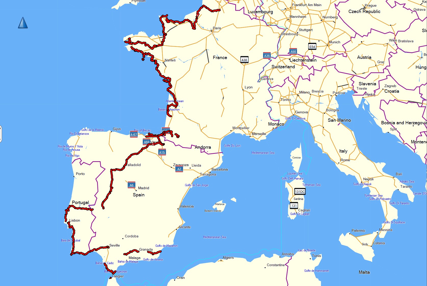 Carte des 6000 kilomètres à vélo